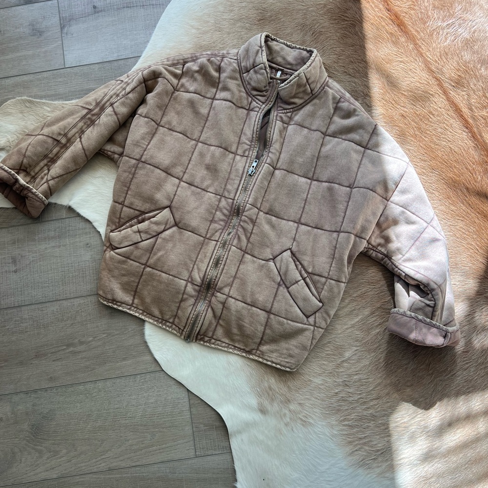 Free People Dolman quilted jacket in Champagne color